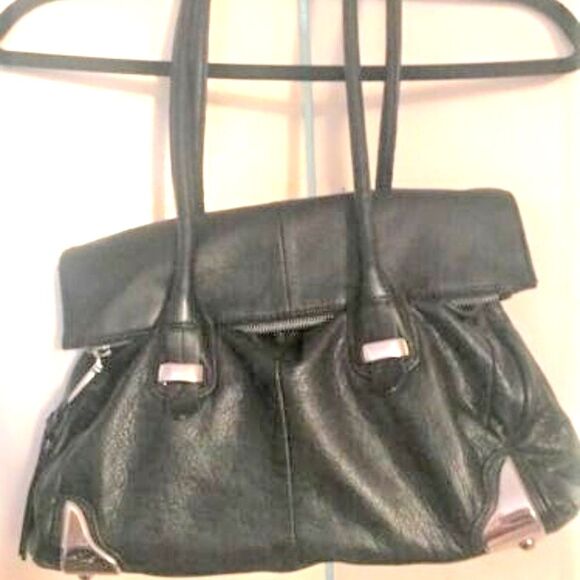 B Makowsky Black Leather Handbag - Picture 1 of 8